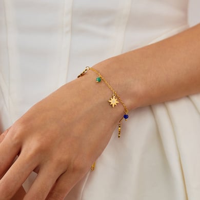 1 Piece Polychrome Series Eight-pointed Star Stainless Steel Gold Color Women's Charm Bracelets h5 Picture6