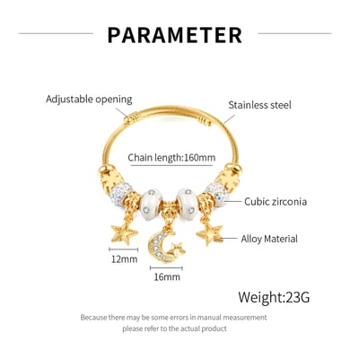 1 Stück Simple Series Niedliche Stern Edelstahl Damen Armreifen h5 Bild7