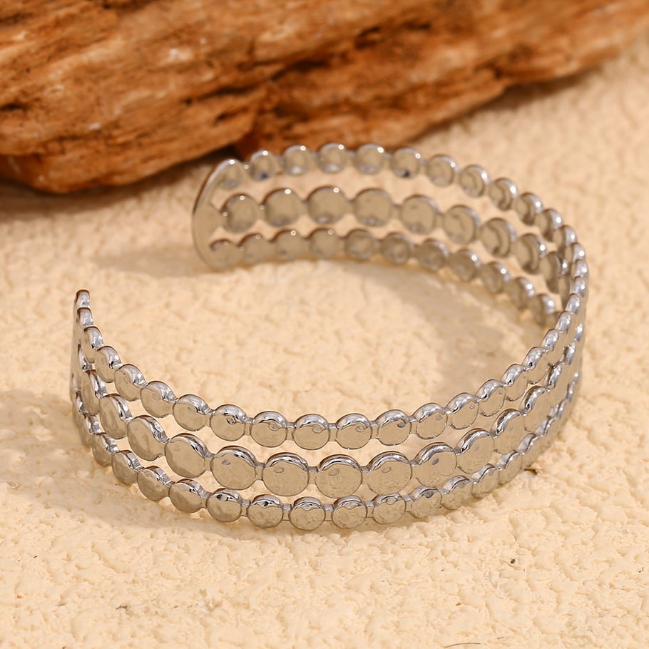 1 pezzo semplice serie retrò geometrico in acciaio inossidabile color oro braccialetti da donna Immagine13