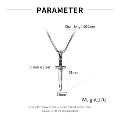 1 Piece Delicate Sword Stainless Steel Men's Pendant Necklaces h5 Picture7