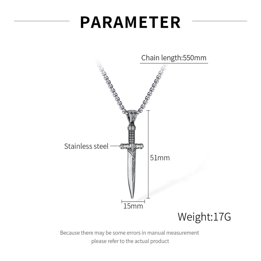 1 Piece Delicate Sword Stainless Steel Men's Pendant Necklaces Picture7