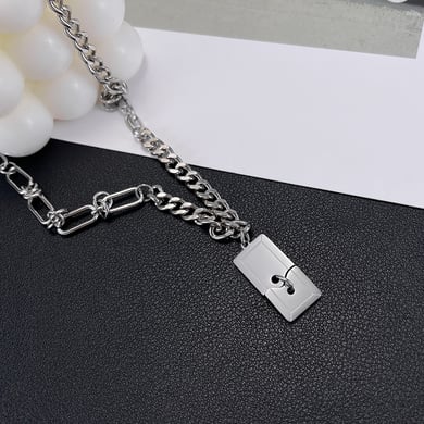 Rectangular Plate Stainless Steel Men's Pendant Necklaces h5 Picture5