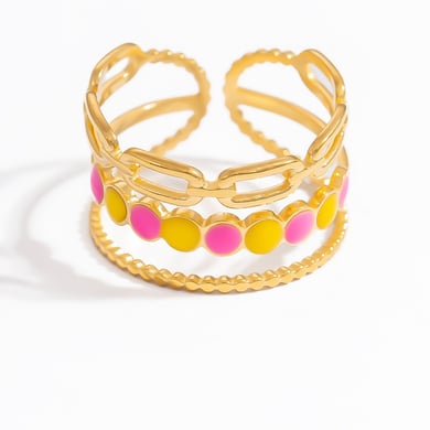 Anillos ajustables para mujer de acero inoxidable color dorado con diseño de corazón de vacaciones de la serie romántica de 1 pieza h5 Imagen10