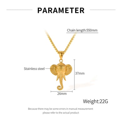 1 Piece Intricate Elephant Stainless Steel Men's Pendant Necklaces h5 Picture7