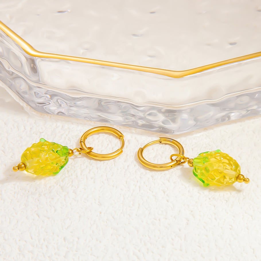 1 par de pendientes colgantes de acero inoxidable con diseño de planta de vacaciones románticas para mujer, de cristal  Imagen12