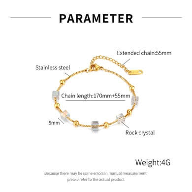 1 Piece Exquisite Series Daily Cubic Stainless Steel Gold Color Women's Chain Bracelets h5 Picture6