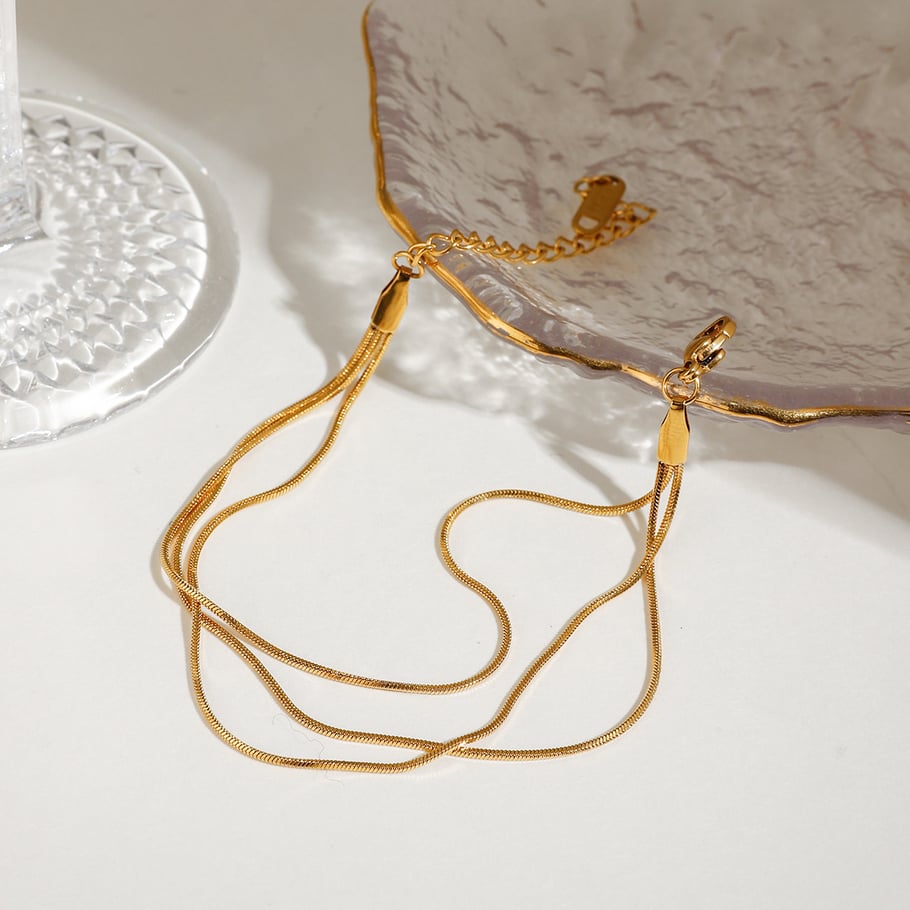 1 Piece Elegant Series Delicate Line Stainless Steel Gold Color Women's Chain Bracelets Picture7
