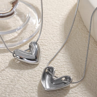 1 Piece Modern Series All-match Heart Shape Stainless Steel Gold Color Women's Pendant Necklaces h5 Picture6