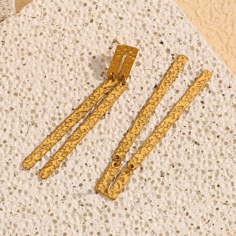 1 Pair Classic Series Elegant Geometric Stainless Steel   Gold Color  Women's Drop Earrings Picture6