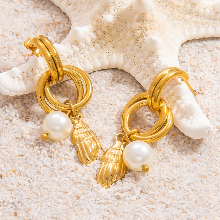 1 Pair Luxurious Series Charming Sea Horse Shape Stainless Steel Gold Color Women's Drop Earrings Picture6