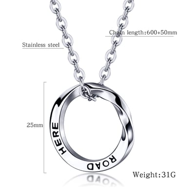 1 Piece Classic Mobius Strip Stainless Steel Men's Chain Necklaces h5 Picture8