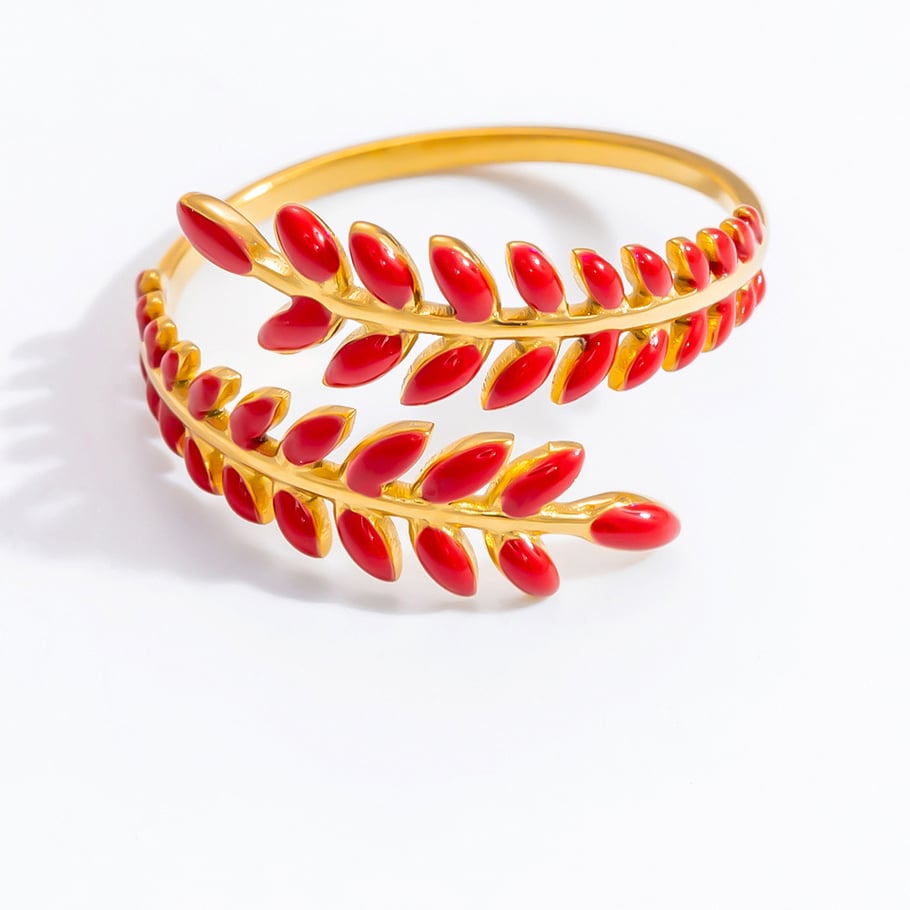 Anillos ajustables para mujer de acero inoxidable color dorado con diseño de planta natural, serie romántica, 1 pieza Imagen7