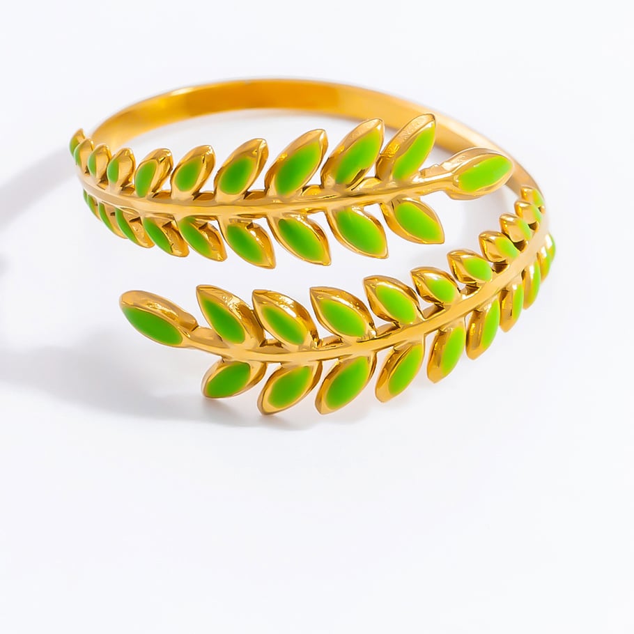 Anillos ajustables para mujer de acero inoxidable color dorado con diseño de planta natural, serie romántica, 1 pieza Imagen9