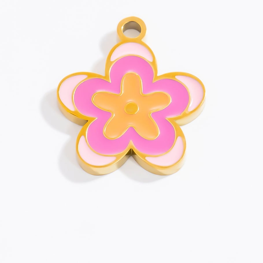 1 pieza de colgantes de acero inoxidable dorados con diseño de flores naturales de la serie romántica para mujer Imagen10
