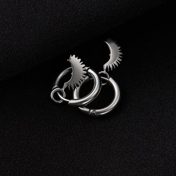 Retro Wings Shape Stainless Steel Men's Stud Earrings