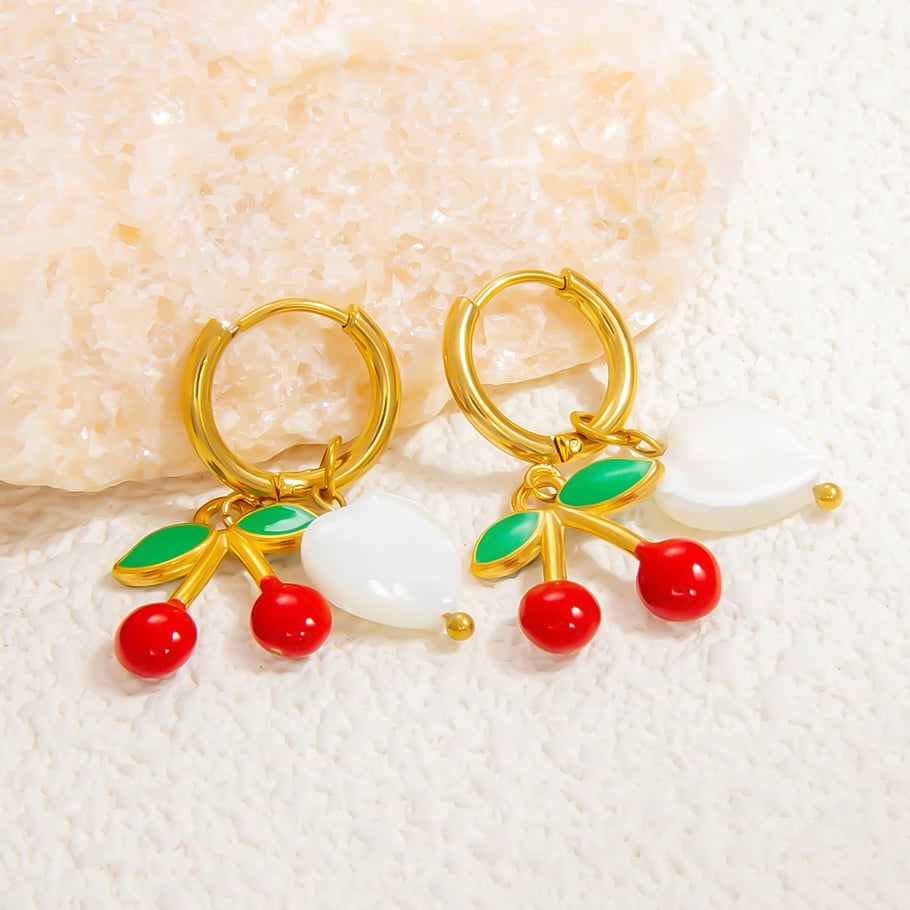 1 par de pendientes colgantes de acero inoxidable con diseño de planta de vacaciones románticas para mujer, de cristal  Imagen11