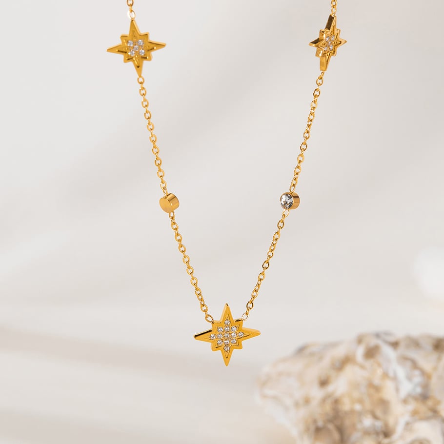 1 pezzo semplice serie giornaliera geometrica in acciaio inossidabile color oro collane con ciondolo da donna Immagine12