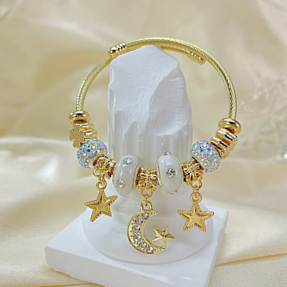1 Stück Simple Series Niedliche Stern Edelstahl Damen Armreifen