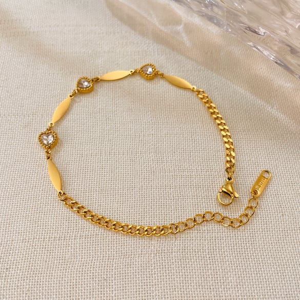 1 stuk Simple Series Daily Heart roestvrij staal goudkleurige dameskettingarmbanden 2