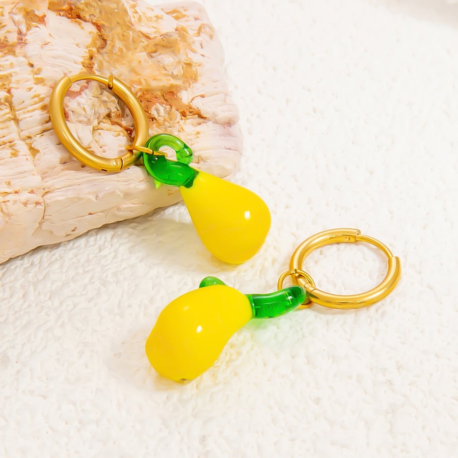 1 par de pendientes colgantes de acero inoxidable con diseño de planta de vacaciones románticas para mujer, de cristal  Imagen4