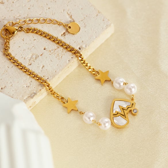 1 stuk Simple Series Daily Star roestvrij staal goudkleurige dameskettingarmbanden 2