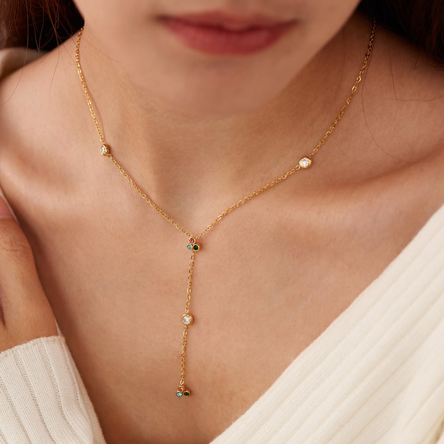 1 Stück Simple Series Tägliche geometrische Edelstahl Goldfarbene Damen-Anhängerketten Bild5