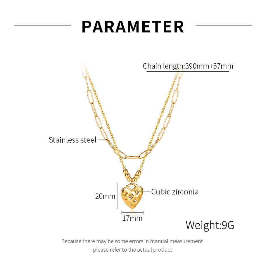1 Piece Superior Series Chic Heart Stainless Steel Gold Color Women's Pendant Necklaces h5Picture7