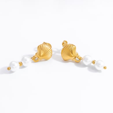 1 par de elegantes pendientes colgantes de acero inoxidable dorados con forma de tortuga para mujer. h5 Imagen7