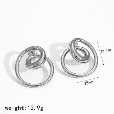 1 Pair Modern Style Irregular Spiral Shape Gold Color Stainless Steel Women's Stud Earrings h5 Picture8