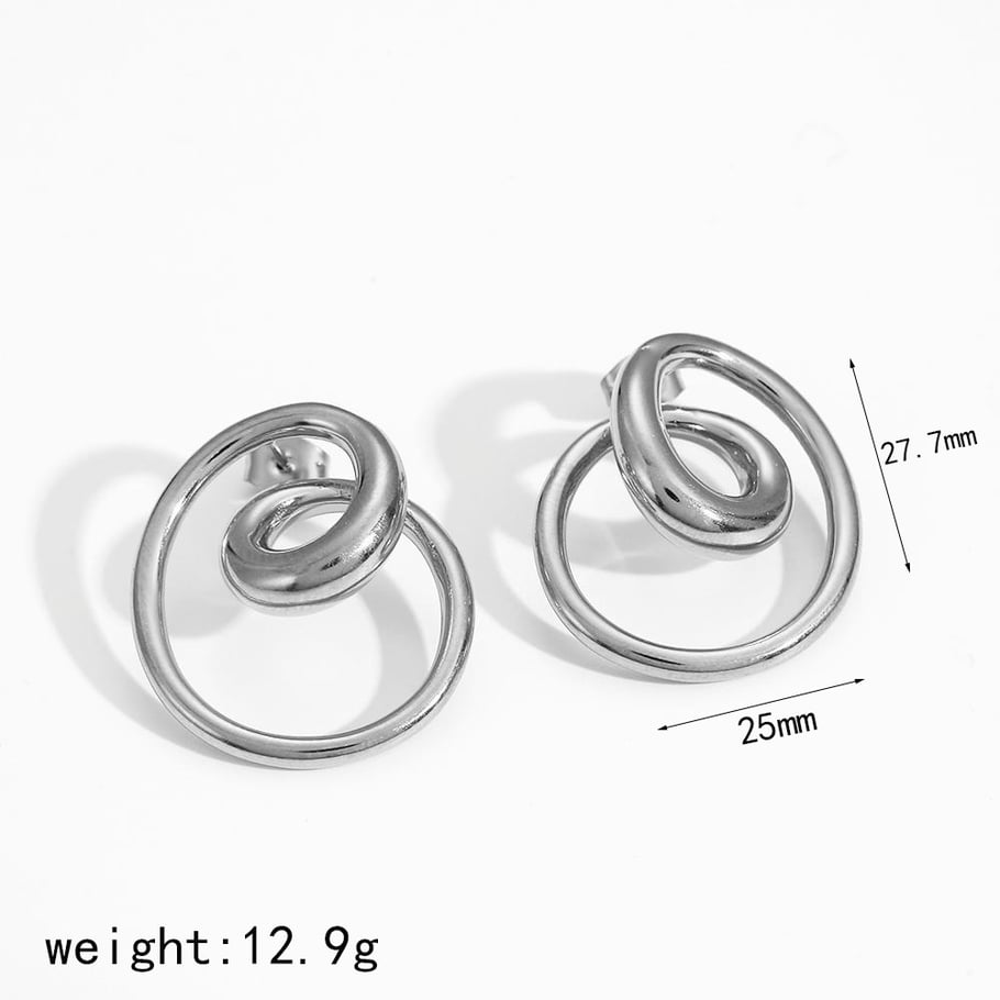 1 Pair Modern Style Irregular Spiral Shape Gold Color Stainless Steel Women's Stud Earrings Picture8