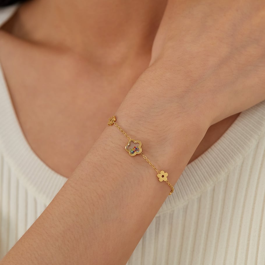 1 Piece Designable Series Daily Flower Stainless Steel Gold Color Women's Charm Bracelets Picture7
