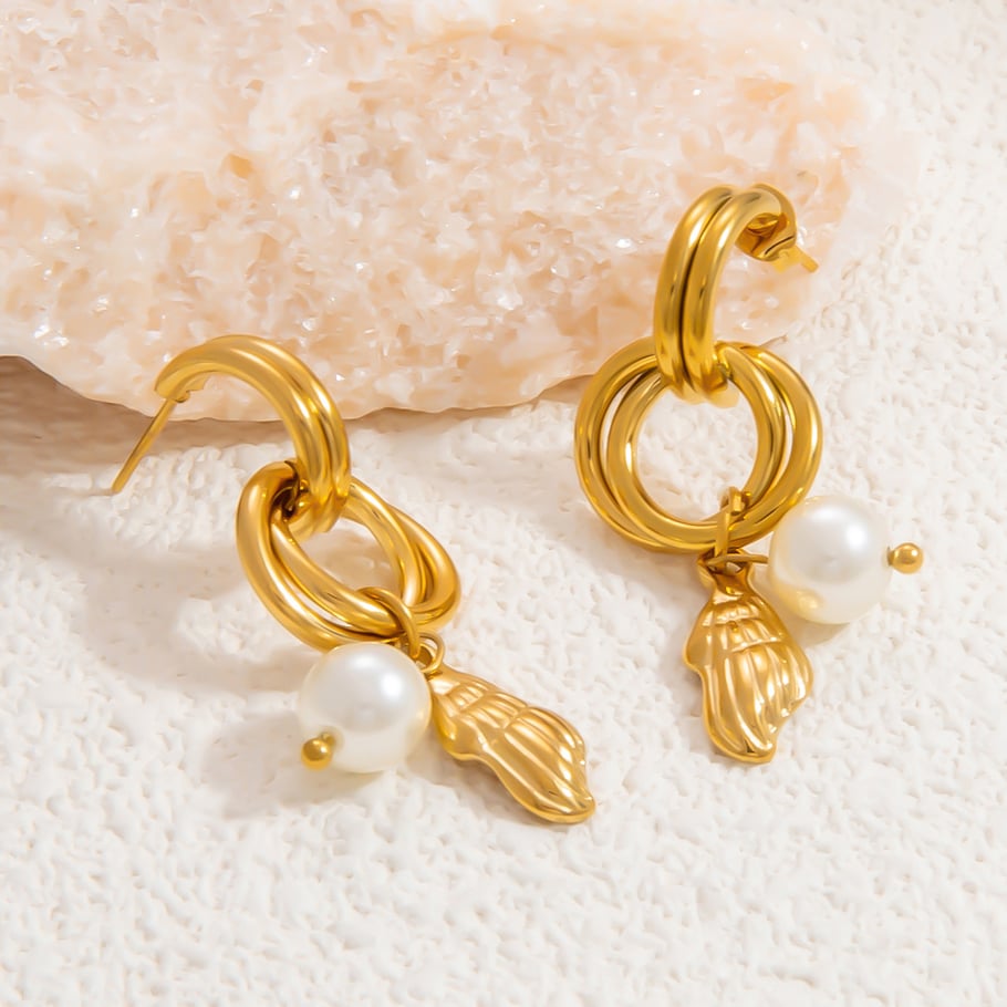 1 Pair Luxurious Series Charming Sea Horse Shape Stainless Steel Gold Color Women's Drop Earrings Picture7