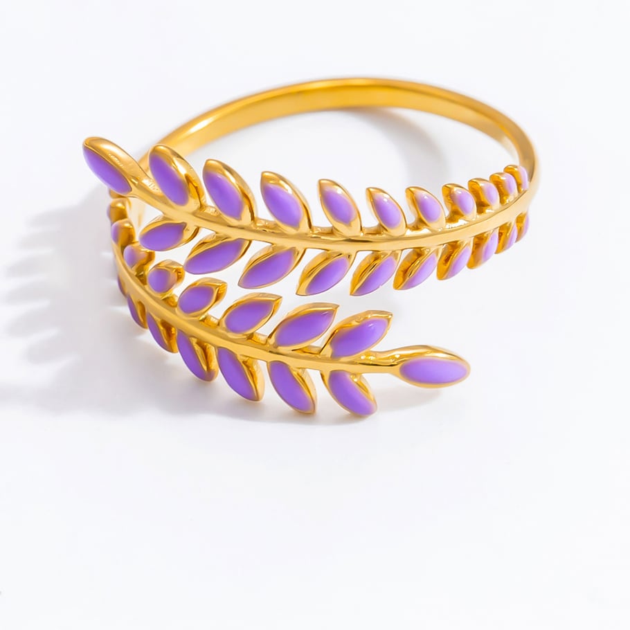 Anillos ajustables para mujer de acero inoxidable color dorado con diseño de planta natural, serie romántica, 1 pieza Imagen10