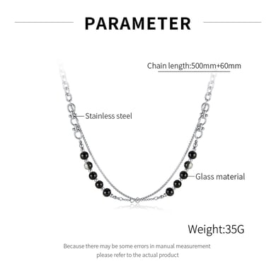 Sparkling Beads Stainless Steel Men's Chain Necklaces h5 Picture7