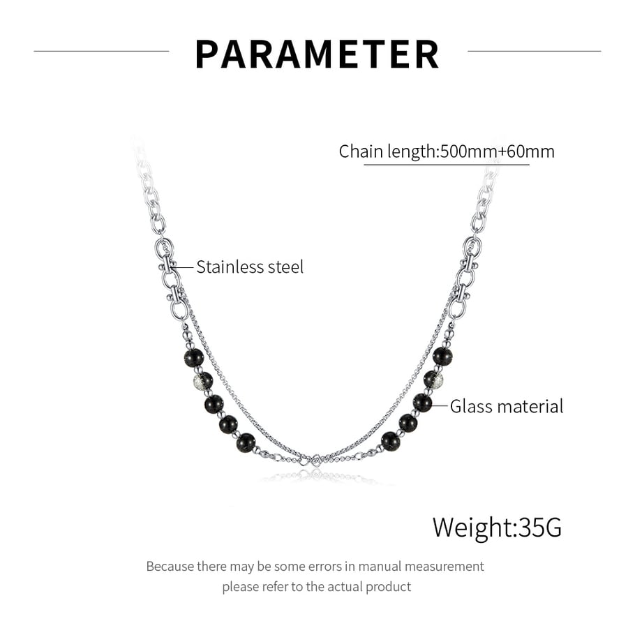 Sparkling Beads Stainless Steel Men's Chain Necklaces Picture7