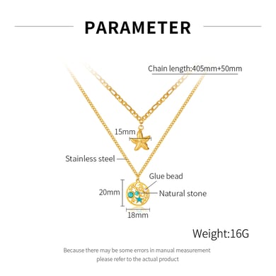 1 Piece Vacation Series Retro Starfish Stainless Steel Gold Color Women's Pendant Necklaces h5 Picture7