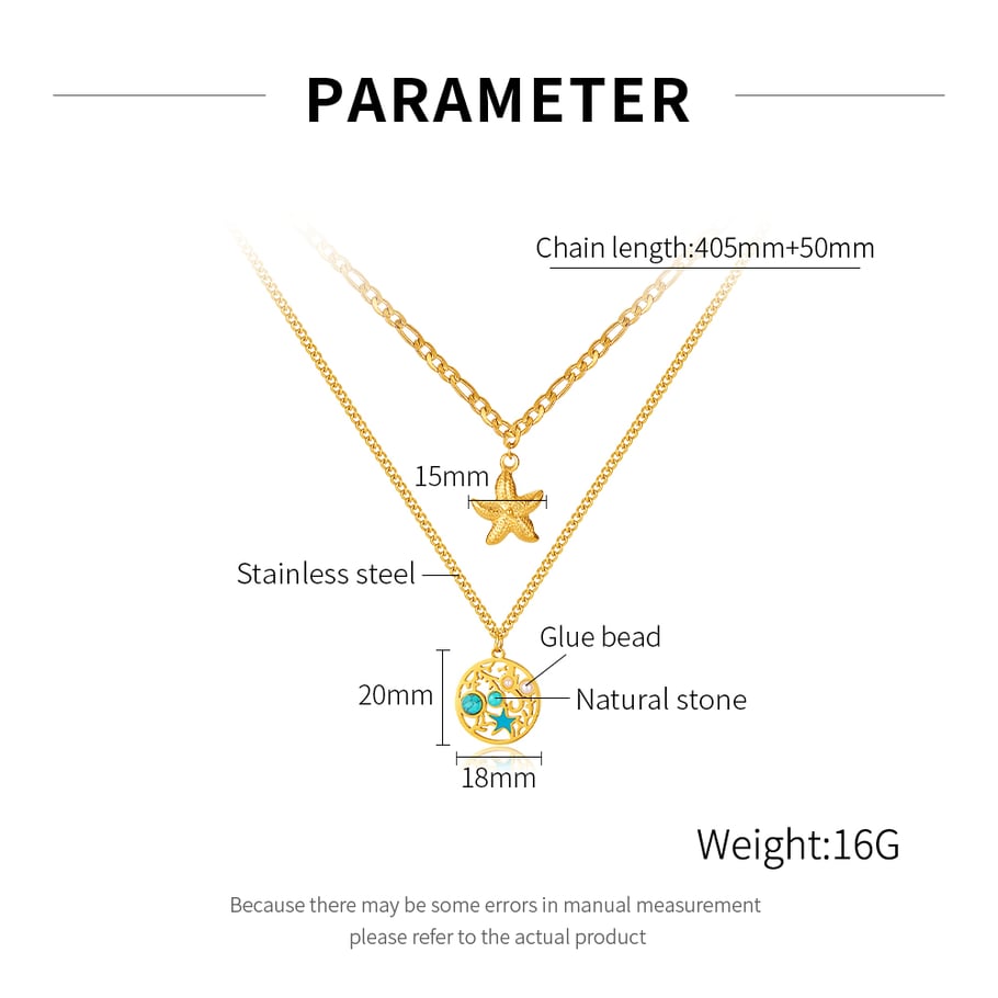 1 Piece Vacation Series Retro Starfish Stainless Steel Gold Color Women's Pendant Necklaces Picture7