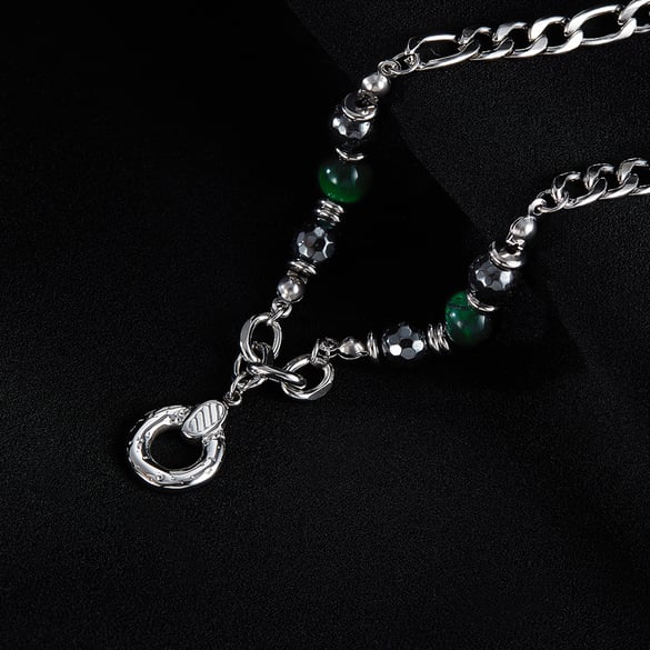 Collares de cadena de acero inoxidable con diseño geométrico sutil para hombre 2