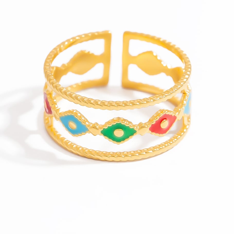 1 Stück Romantische Serie Sweet Star Edelstahl Gold Farbe Damen verstellbare Ringe Bild11