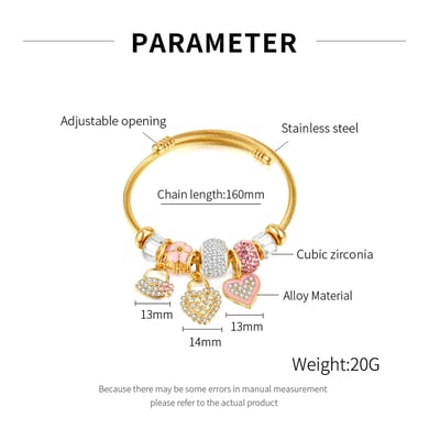 1 pieza de pulseras de acero inoxidable con forma de corazón para mujer, serie simple h5 Imagen7