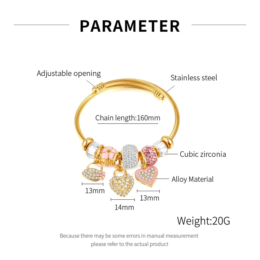 1 pieza de pulseras de acero inoxidable con forma de corazón para mujer, serie simple Imagen7