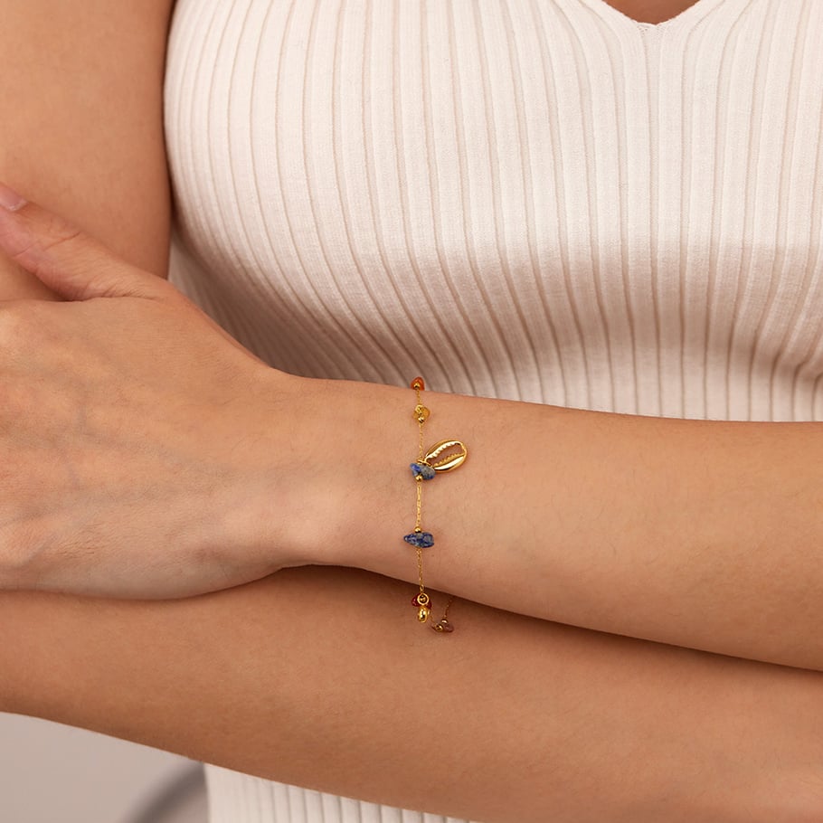 1 Piece Marine Series Polychrome Conch Stainless Steel Gold Color Women's Chain Bracelets Picture8