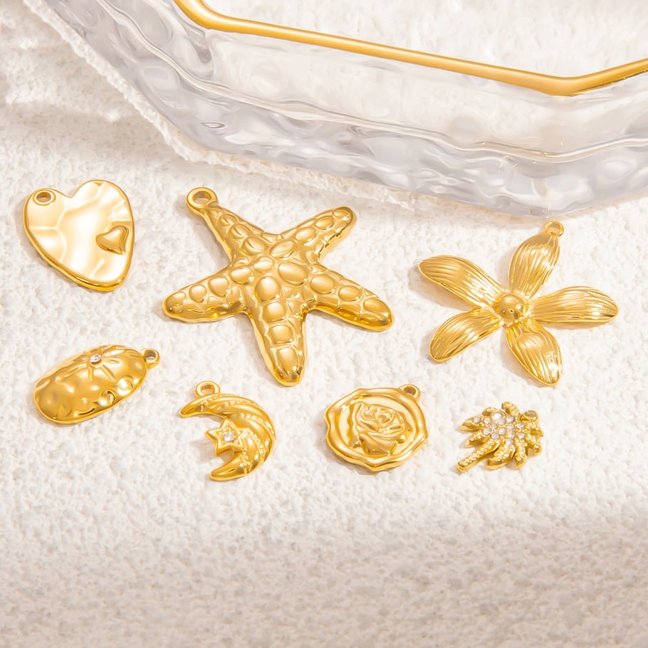 1 pieza de colgante de tortuga de vacaciones de acero inoxidable color dorado para mujer de la serie romántica Imagen4