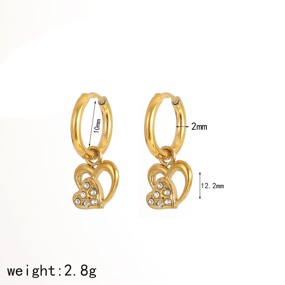 1 Pair Exquisite Series Stylish Sun Shape Stainless Steel Gold Color Zircon Women's Stud Earrings Picture9