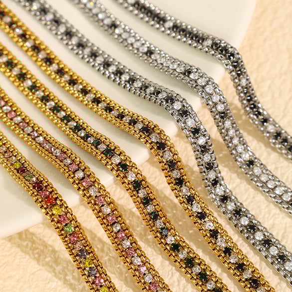 1 pezzo semplice serie retrò perline in acciaio inossidabile color oro strass braccialetti di perline da donna 2