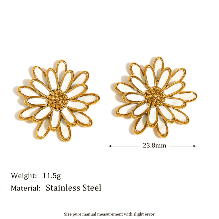 1 Pair Romantic Series Natural Flower Stainless Steel   Gold Color  Women's Stud Earrings Picture14