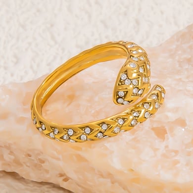 1 Piece Luxurious Series Retro Snake Shape Designable Stainless Steel Gold Color Women's Single Rings h5 Picture7