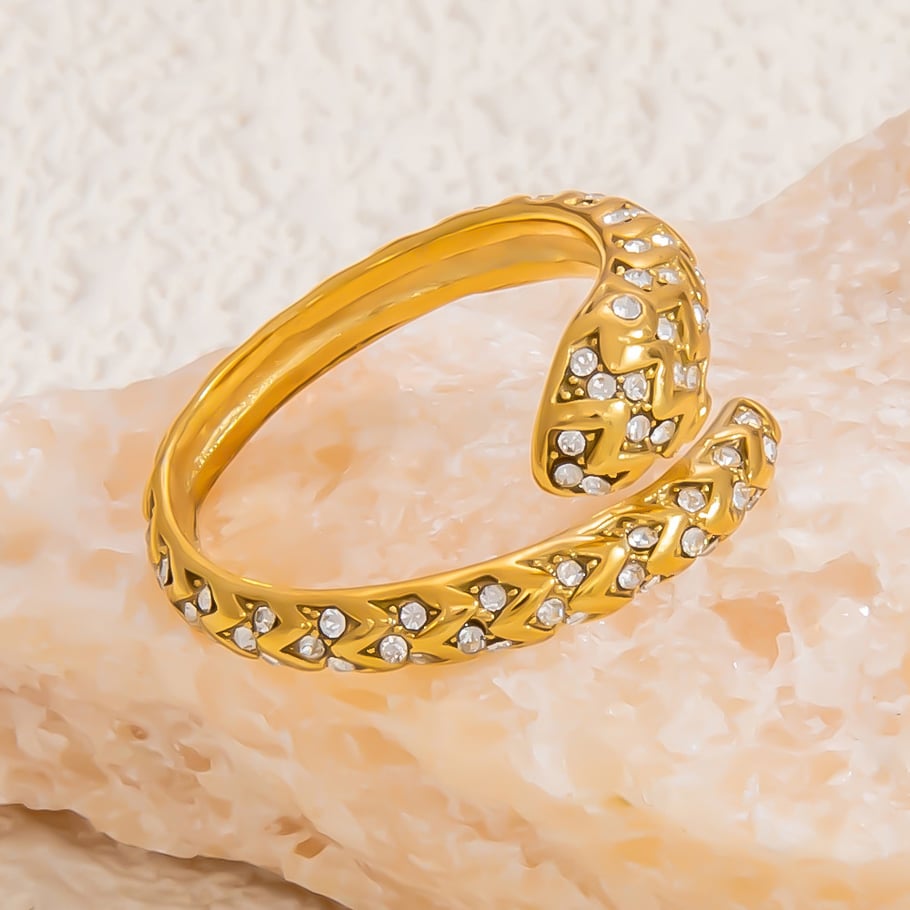 1 Piece Luxurious Series Retro Snake Shape Designable Stainless Steel Gold Color Women's Single Rings Picture7