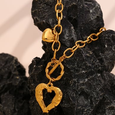 1 Piece Romantic Series Elegant Love/Heart Shape Stainless Steel   Gold Color  Women's Pendant Necklaces h5 Picture6