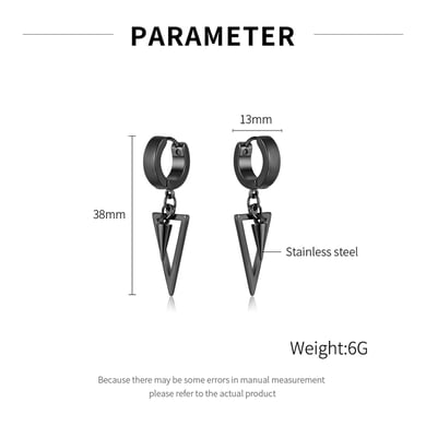 1 Pair Industrial Triangle Piercing Stainless Steel Men's Stud Earrings h5 Picture7
